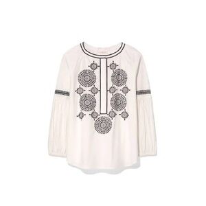 Tory Burch Aubrey White Blue Embroidered Tunic Size 10